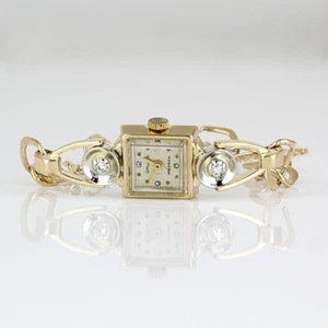 Vintage 14k / 10k Yellow Gold Diamond Gruen 5-Jewel Quartz Ladies' Watch - Picture 1 of 7