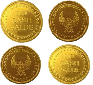 25 x GENUINE L1 EAGLE FREEDOM BRASS TOKENS EMBOSSED FOR SUNBED METERS ETC - Picture 1 of 1