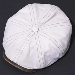 STETSON Hat Bakerboy Flat Cap LARGE Mens White 8 Panel Hatteras Celebrity L - Picture 1 of 18