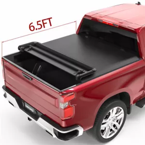 OEDRO 4-Fold 6.5FT Soft Tonneau Cover For 2015-2025 FORD F-150 F150 Truck Bed - Picture 1 of 9