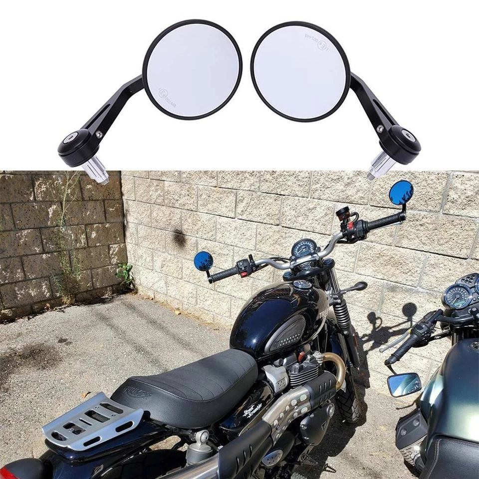 Espejos retrovisores redondos negros para motocicleta de 7/8" para Triumph Street Scrambler 900 EE. UU. Foto 1 de 4
