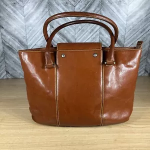 Vintage Kate Spade braune Leder Schultertasche kräftige Nähte doppelter Riemen - Bild 1 von 10