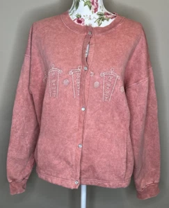 Stone Aged Rockwear Sweatshirt Erwachsene Gr. L rosa Acid Wash Taschen Perlen Druckknopf Vintage - Bild 1 von 12