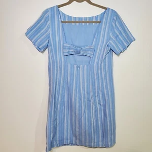 ANTHROPOLOGIE Cape May Minikleid blau weiß vertikale Streifen hinten offen Schleife 2 - Bild 1 von 9