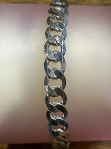 Men's Sterling Silver .925 Heavy Cuban Curb Link Bracelet 11" 40.1 Grams - Picture 1 of 6