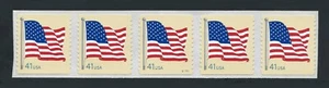2007 American Flag Strip of Five (5) 41¢ Stamps V11111 MNH, Scott #4189 - Picture 1 of 1