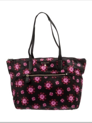 Michael Kors Kelsey Floral Printed Nylon Satchel Lined Tote Bag Leather Handles - Image 1 of 4