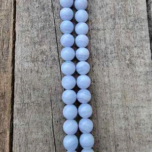 Blaue Spitze Achat Perlen Strang - Bild 1 von 4