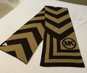Michael Kors Schal Strick Braun & Schwarz Chevron Unisex Logo - Bild 1 von 5