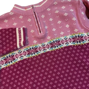 Hanna Andersson Nordic Fair Isle Sweater Girls 130/8 Pink 1/4 Zip - Picture 1 of 7