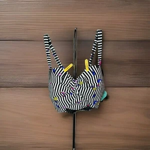 NWT Torrid Bikini Top Beach Stripe Tie Black and White Size 0 (D/DD) TOP ONLY - Picture 1 of 8