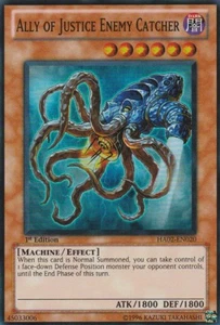 YUGIOH HOLO CARD ALLY OF JUSTICE ENEMY CATCHER HA02-EN020 1ST EDITION - Picture 1 of 1