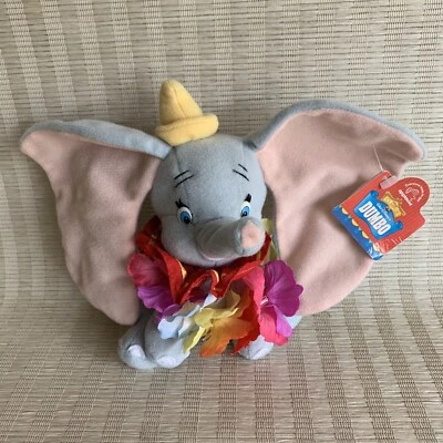 Applause Disney Dumbo Peluche 7" Bolsa de Frijoles Peluche Flor Lei Etiqueta De Colección Foto 1 de 4