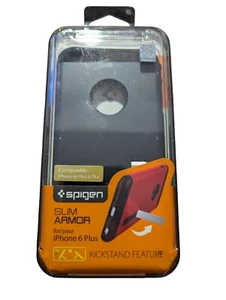H9. Spigen Slim Armor Series For Apple Iphone 6/6S Plus In Black W/Kickstand - Picture 1 of 2