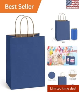 Elegantes bolsas de regalo de papel azul marino de 50 unidades - perfectas para fiestas y uso minorista - Imagen 1 de 7
