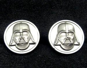 Manschettenknöpfe Darth Vader Star Wars Disney feste Rückseite Silber Relief Männer formelle Kleidung - Bild 1 von 6