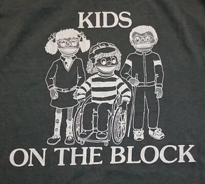 1980s Vintage Retro Puppet Kids On The Block T Shirt Long Sleeve Black Size M - Picture 1 of 7