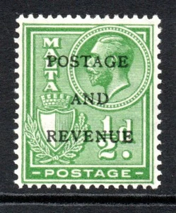 MALTA Stamp SG 175 1928 ½d Yellow-Green FLAW VARIETY - BROKEN "D" Mounted Mint - Picture 1 of 3
