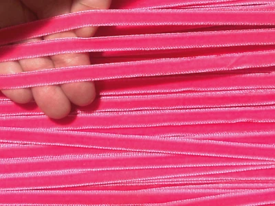 vintage velvet ribbon 1/4" trim true rose 75"pc made in Switzerland - Image 1 of 4