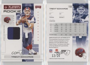2007 Playoff NFL Playoffs Red Materials Prime /20 Trent Edwards #132 Rookie RC