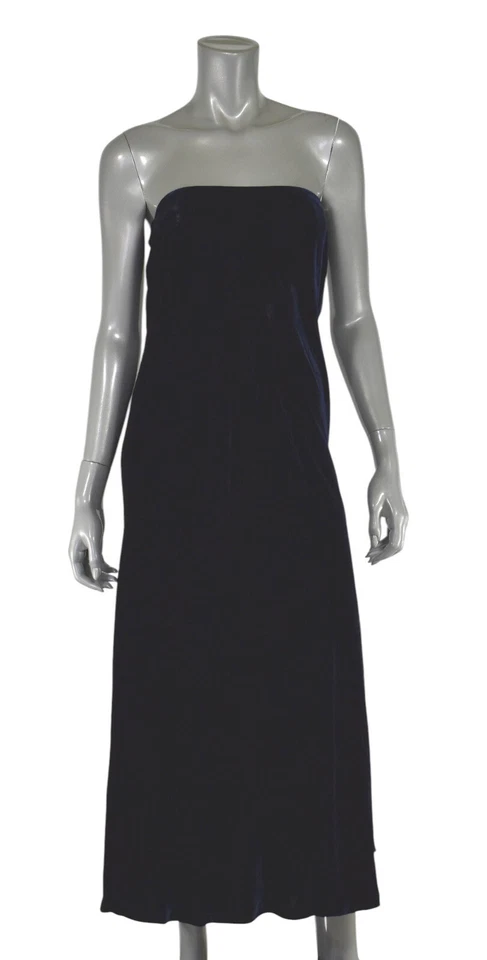 Vestido maxi feminino Ralph Lauren etiqueta preta vintage veludo sem alças novo $798 - Imagem 1 de 3