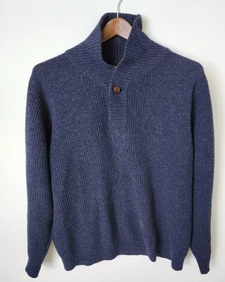 L.L. Suéter de cuello chal grande Bean para hombre 100 % lana de cordero merino azul marino Foto 1 de 4