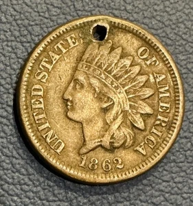 1862 Indian Head Cent Bronze 1C Penny Copper Coin - Picture 1 of 3