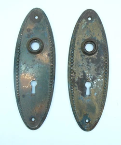Vintage/Antik~ Dekorative ovale Türschilder mit Schlüssellöchern [J]mülleimer - Bild 1 von 2