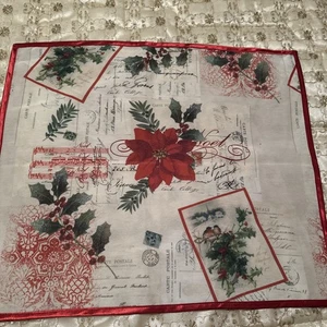 Alte Tischdecke Weihnachten Stoff Weihnachtsstern Musik Kleine Mitteldecke - Bild 1 von 10