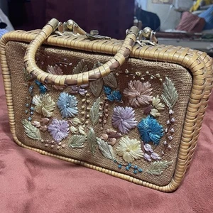 vintage wicker purse handbag - Picture 1 of 8