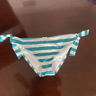 Pantalones de bikini Mossimo para mujer verde azulado blanco a rayas talla XL lazo lateral y2k Foto 1 de 4