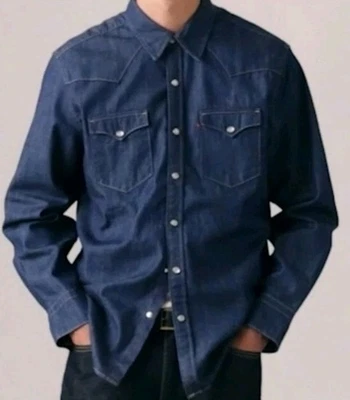 NWT Levi's The Western Standard Dark Blue Denim Shirt Mens XL Indigo Pearl Snaps - Image 1 of 4