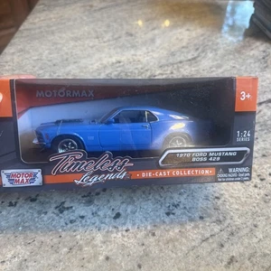Motor Max 1970 Ford Mustang Boss 429 Blue 1:24 Diecast Timeless Legends Car New - Picture 1 of 11