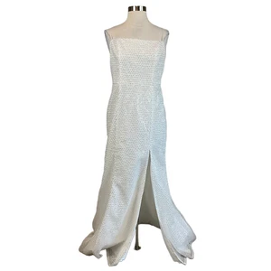 Aidan Mattox Women's Formal Dress Size 4 White Sequined Long Evening Gown - Picture 1 of 10