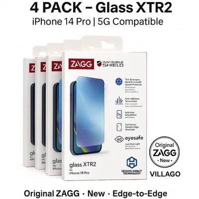 4-Pack ZAGG InvisibleShield Glass XTR2 Screen Protector iPhone 14 Pro New - Image 1 of 4