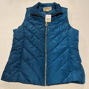 Michael Kors Small Teal Blue Puffer Quilted Vest Jacket Women's, MSRP $125 A36 - Picture 1 of 12
