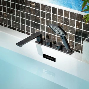 WOODBRIDGE Widespread Deck Mount Roman Tub Faucet with Hand Shower, Two-Handle - Picture 1 of 7