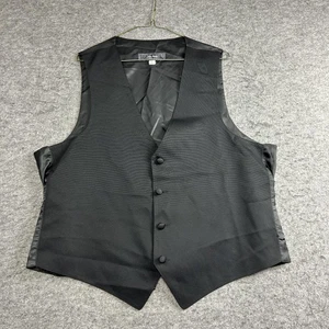 Black by Vera Wang Vest Mens Large Black Tuxedo Suit Formal Button Front Wedding - Picture 1 of 6