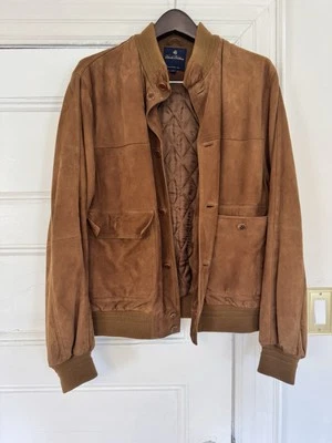 NWT Brooks Brothers Suede Jacket With Ribbed Cuffs Size Medium Brown - Image 1 of 4