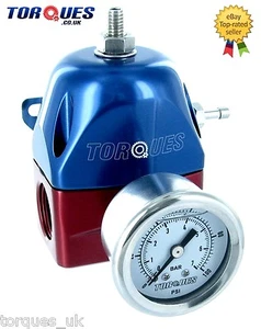 Torques AN -8 JIC-8 ORB-8 EFI Adjustable Fuel Pressure Regulator 30-70PSI +GAUGE - Picture 1 of 1