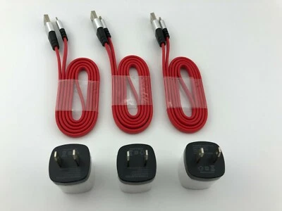 3x Adaptador de cargador de pared + 3x Cable de carga cargador de sincronización de datos USB para iPhone iPad Foto 1 de 4