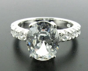 ELEMENTS Anello Argento Sterling Con Grande Ovale Trasparente Cz , Misura L - Foto 1 di 2