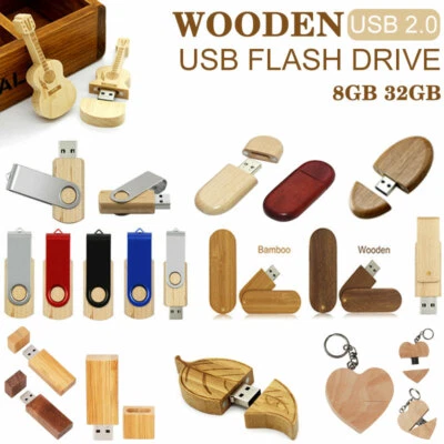 Unità flash USB 2.0 64 GB 32 GB 16 GB 8G chiavetta di memoria in legno di bambù pendrive disco U - Immagine 1 di 4