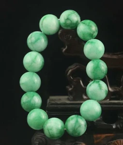 Pulsera brazalete elástico hecho a mano cuentas jade natural - Imagen 1 de 4