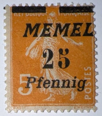 Travelstamps: Germany France Memel Stamps #56, 25pf on 5c Mint MOGH - Image 1 of 4