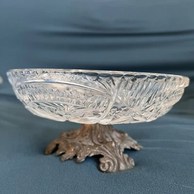 Vintage L&L WMC 1973 #9320 w Brass Base Cut Crystal Bowl/Candy Dish - Image 1 of 4