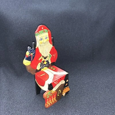 Wooden Ornament Santa Claus Chair Department 56 Dollhouse Mini 4.5" Hand Painted - Image 1 of 4