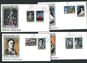 SPAIN 1971, ART: PAINTINGS BY ZULOAGA, Scott 1663-1670 ON 4 F.D.C.'S - Picture 1 of 1