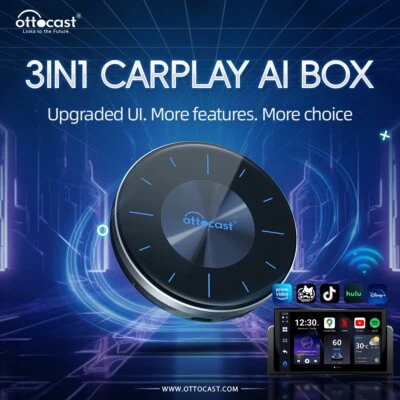 3in1 Ottocast P3 AIBOX Multimedia Adapter Wireless CarPlay&Android Auto 8+128G - Bild 1 von 4