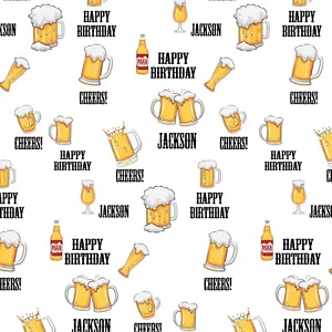PERSONALISED MENS WRAPPING PAPER BEER BIRTHDAY PARTY GIFT PRESENT ADULTS - Picture 1 of 2